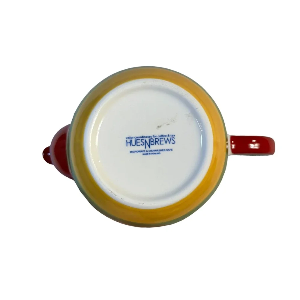 Hues N Brews Dragonfly Tea Set Teapot 2 Cups and Tray Red Yellow White Ceramic